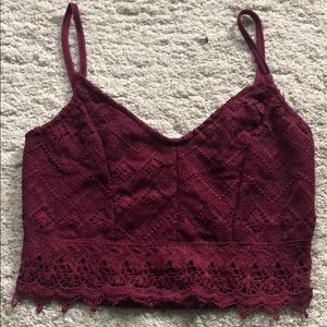 Maroon lace crop top